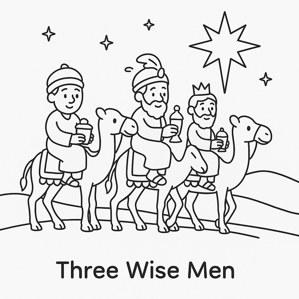 Three wise men coloring page