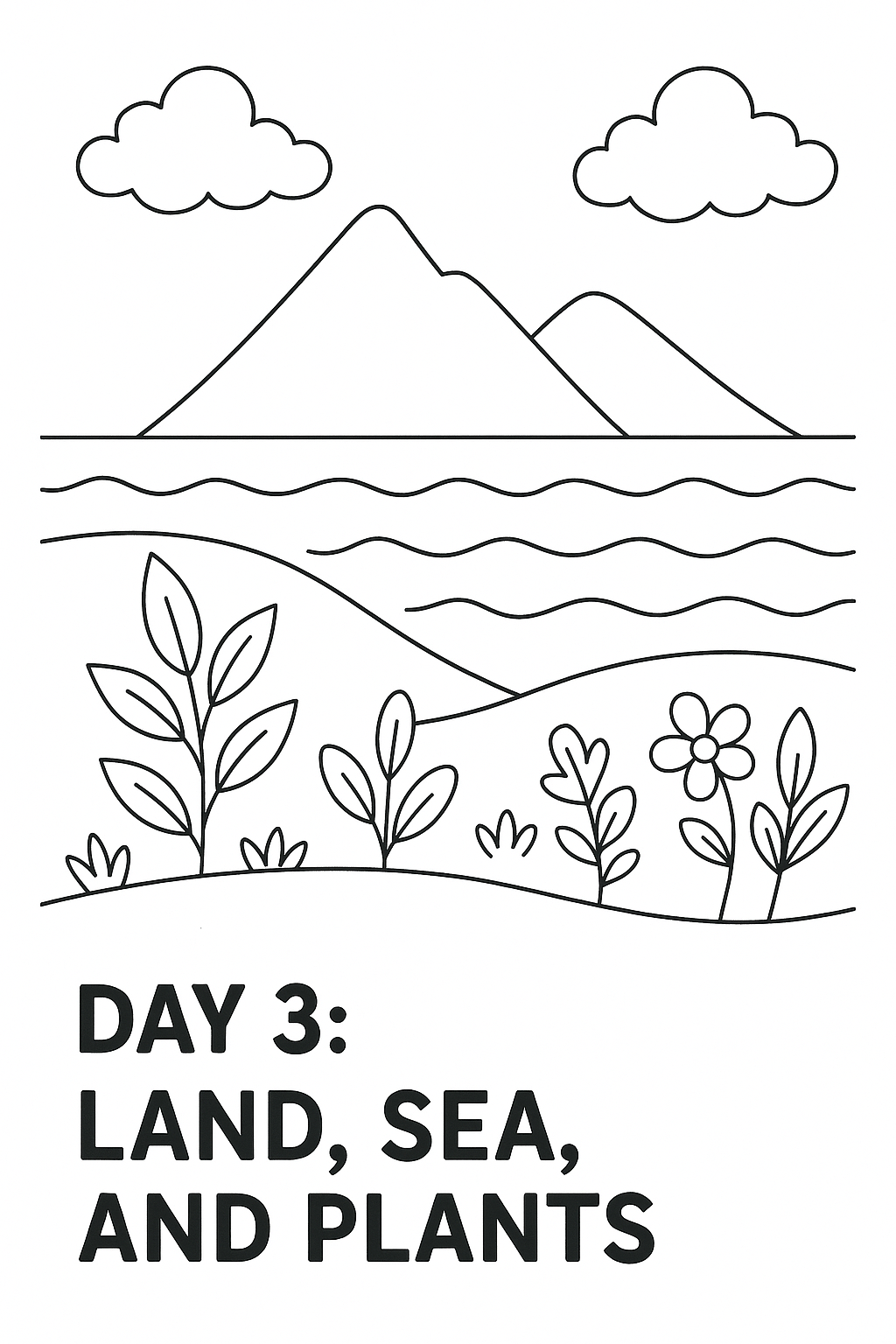 Creation day 1 coloring page