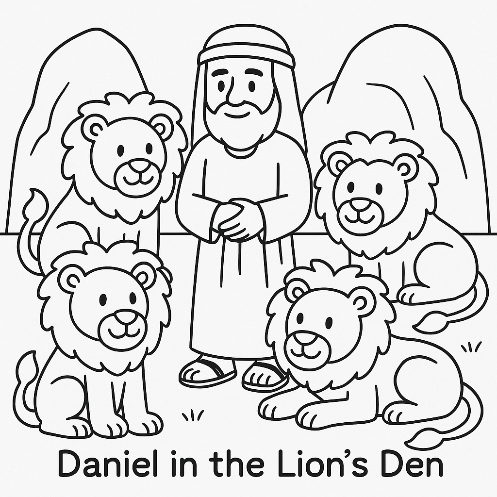 Daniel in lions den version 2 coloring page