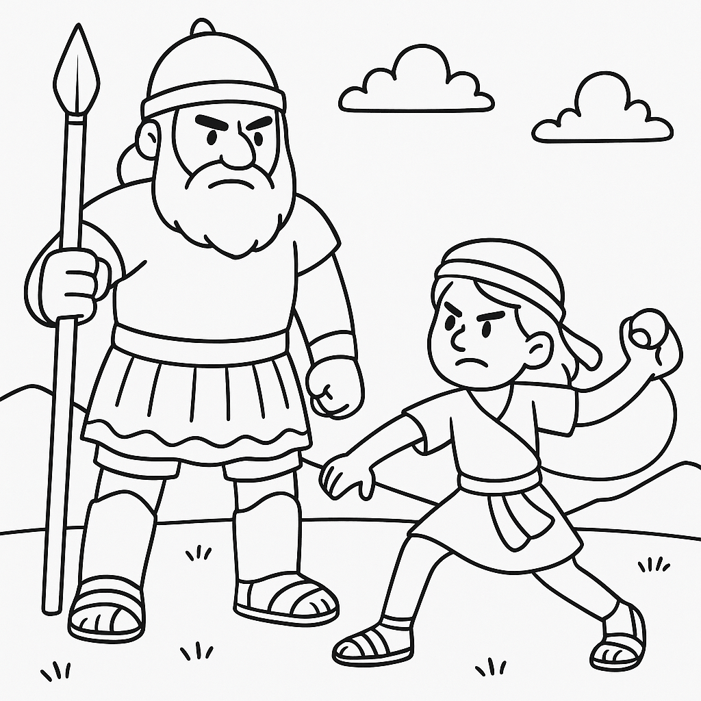 David fighting Goliath